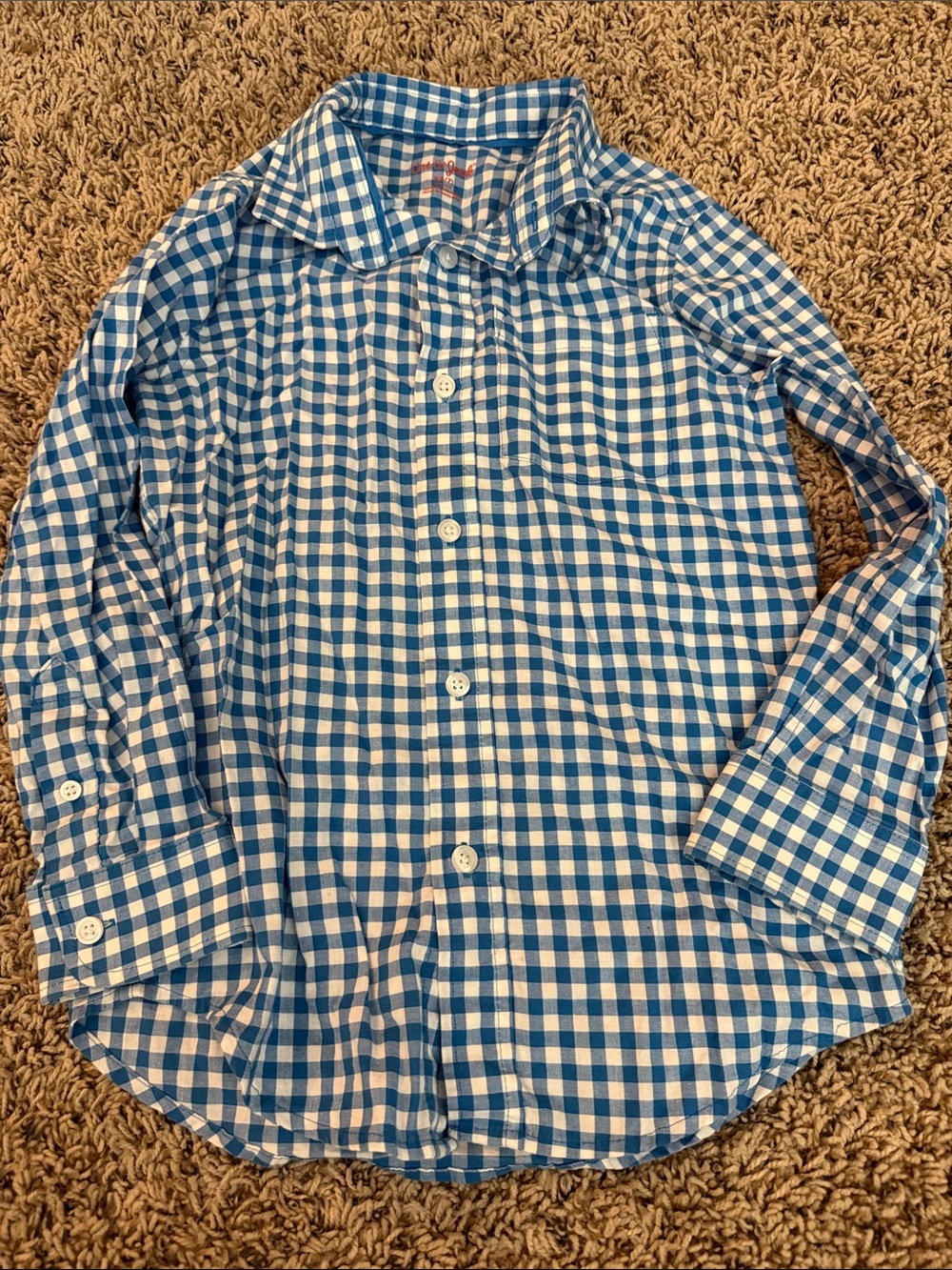 Cat & Jack Blue and White Gingham Button-Down Kids Shirt